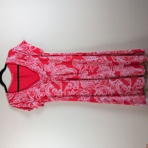 Fresh Produce Orange & White Floral Paisley Short Sleeve Dress Made in USA